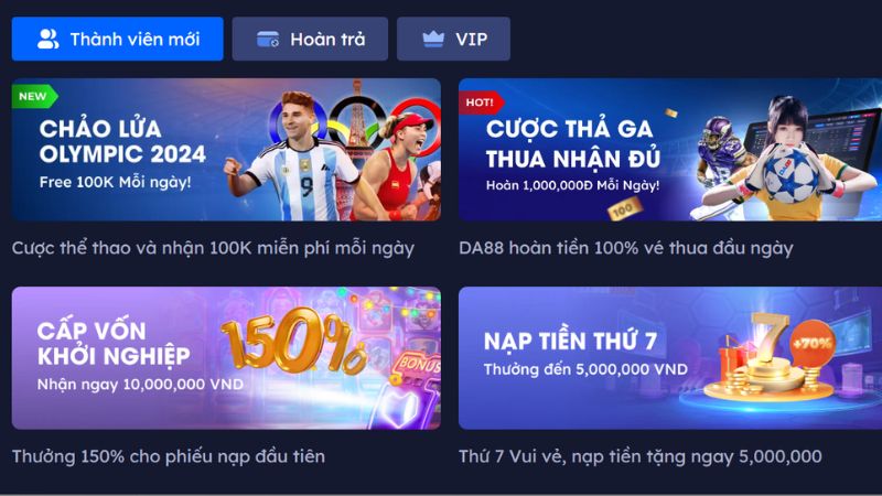 Nhận khuyến mãi ngất ngưởng sau khi đăng ký DA88 thành công