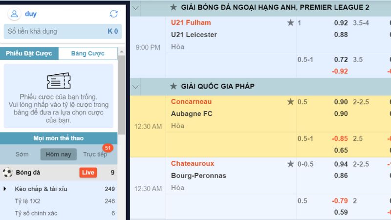 Tỷ lệ kèo hấp dẫn giúp người chơi dễ dàng lựa chọn