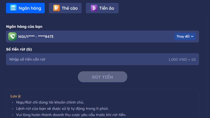Chi tiết các cách rút tiền trên DA88 đơn giản nhất