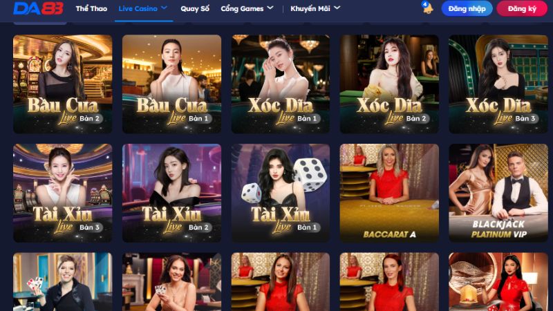 Danh mục live casino chất lượng tại DA88